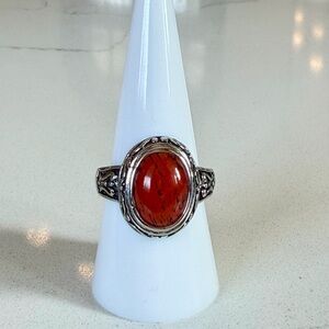 Premier Designs "Spice" Red Stone Statement Ring, Size 8